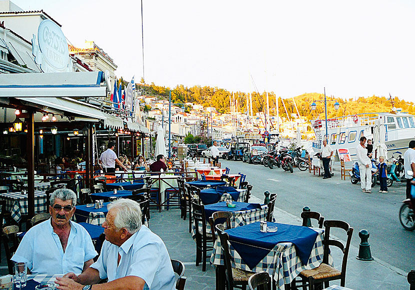 Along the cozy harbor promenade in the town of Poros are many good restaurants and tavernas.