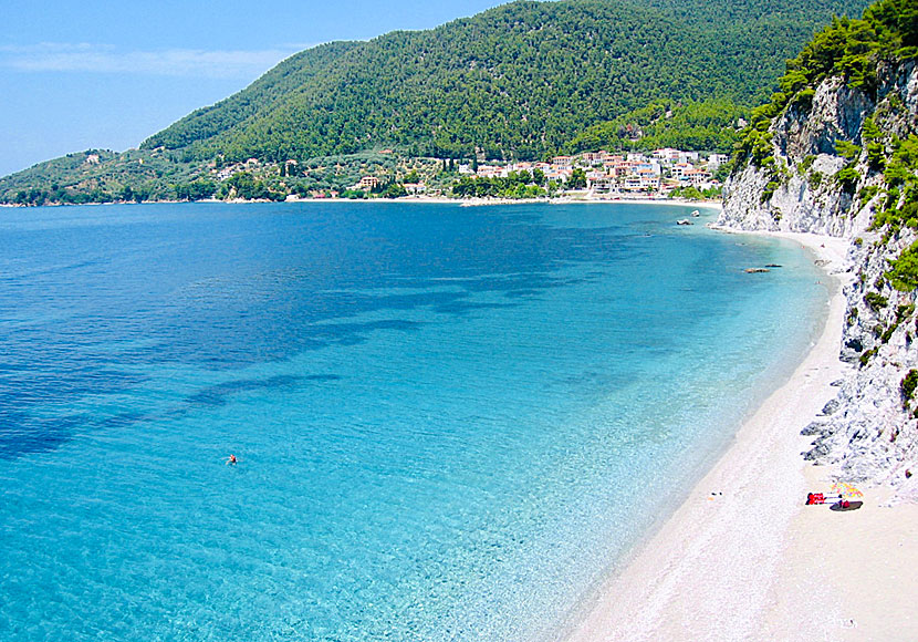 Hovolo beach on Skopelos is one of the island's best beaches if you like snorkeling.