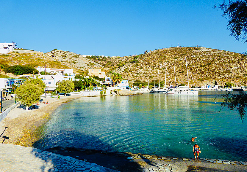 Don't miss swimming at the beach in the port when you hike Agathonissi.