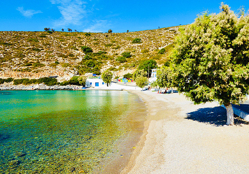 The nice beach in the port of Agathonissi.