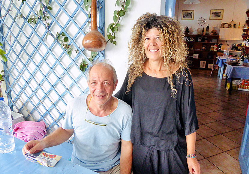 Giannis and Voula in Restaurant Glaros on Agathonissi.
