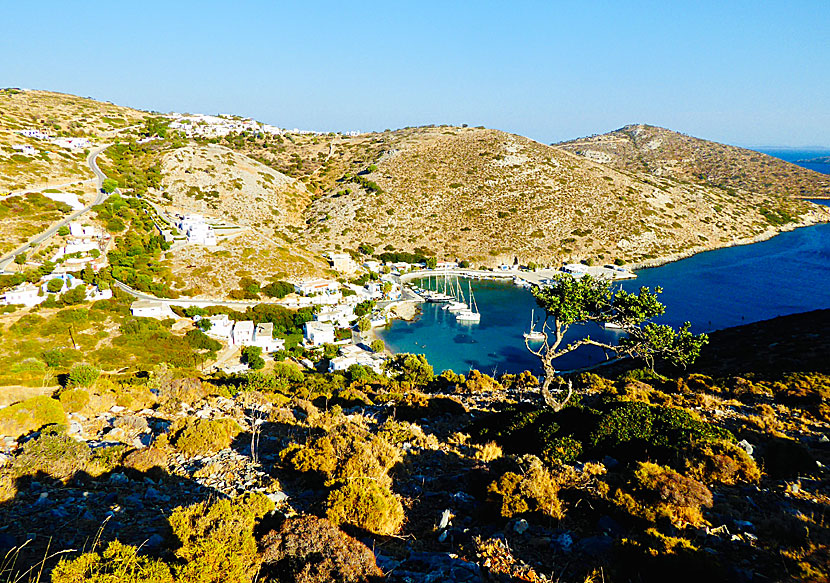 The port of Agios Georgios and the village of Megalo Chorio seen from the village of Mikro Chorio on Agathonissi.
