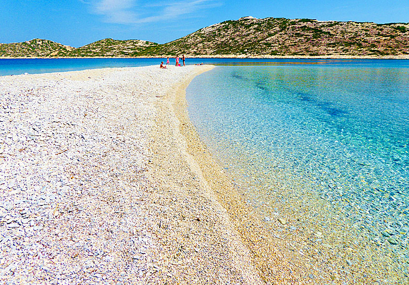Don't miss Agios Pavlos beach after seeing the rock carvings in the uninhabited village of Asfontilitis on Amorgos.