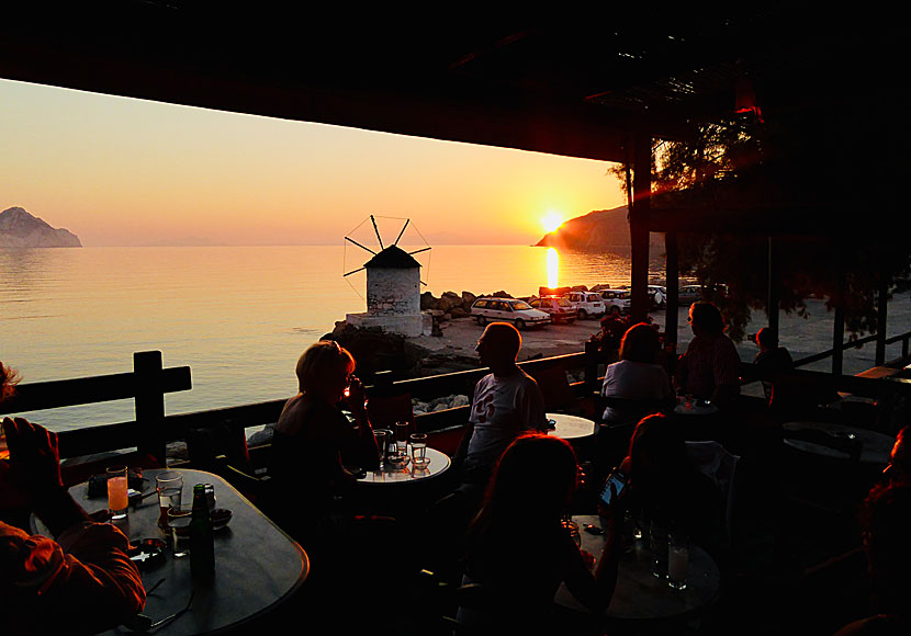 The very beautiful sunset in Aegiali on Amorgos in the Cyclades.