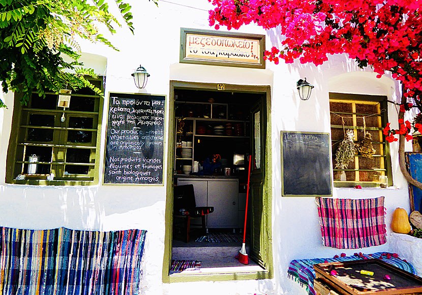 Restaurants in Chora on Amorgos in Greece.