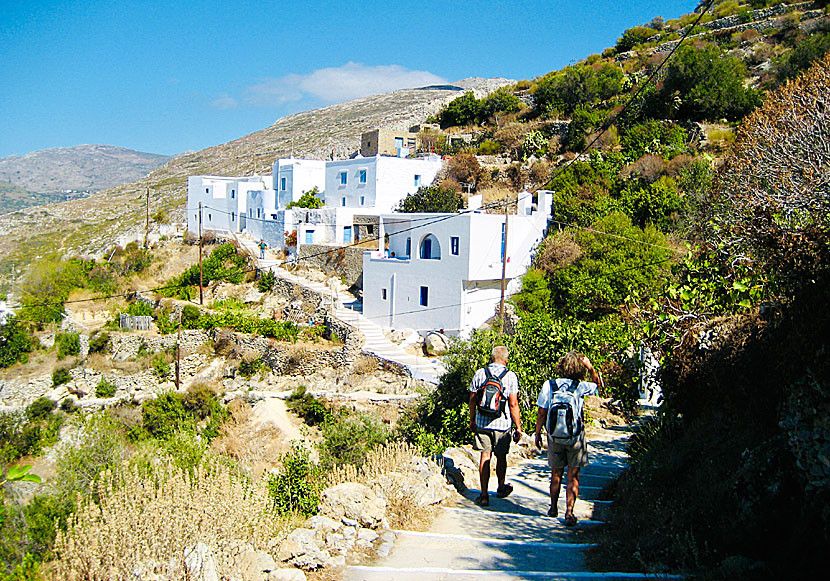 Upper Potamos and the hike between the monastery of Hozoviotissa and Aegiali on Amorgos in the Cyclades.