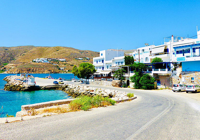 Above the windmill in the port of Aegiali are many cafes and bars.