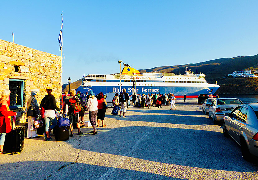 Blue Star Ferries in the port of Aegiali in Amorgos.