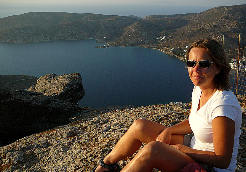 The view from Minoa is more worth seeing than the ancient city of Minoa. Maltezi beach in the middle. Amorgos.