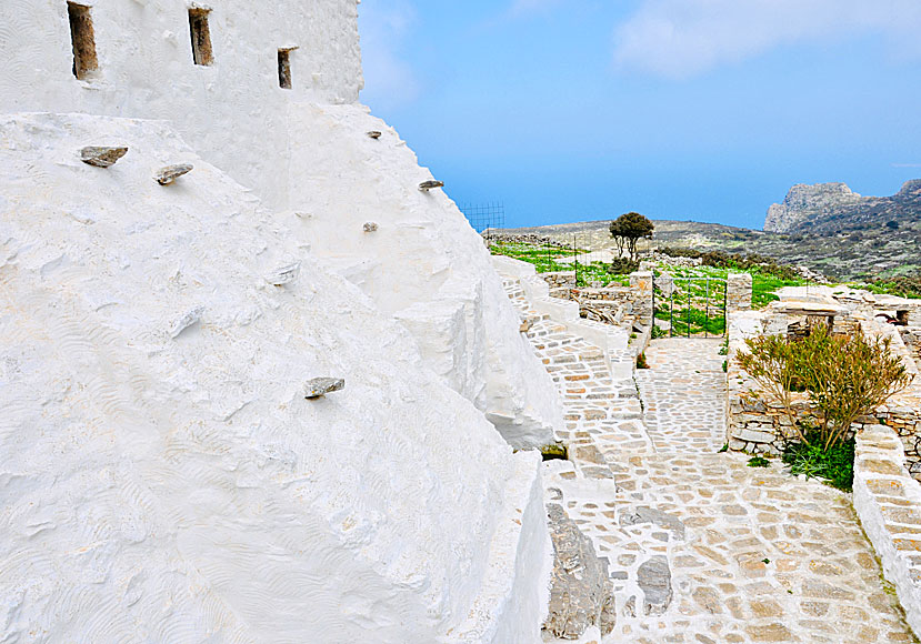 The whitewashed monastery of Agios Ioannis Theologos is very beautiful.