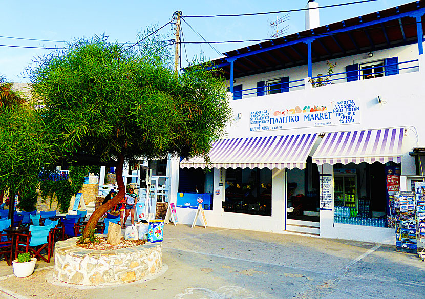 Supermarket and other shops in Aegiali.