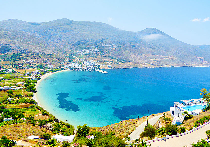 Don't miss the sandy beach of Aegiali when you travel to the villages of Tholaria and Langada on Amorgos.