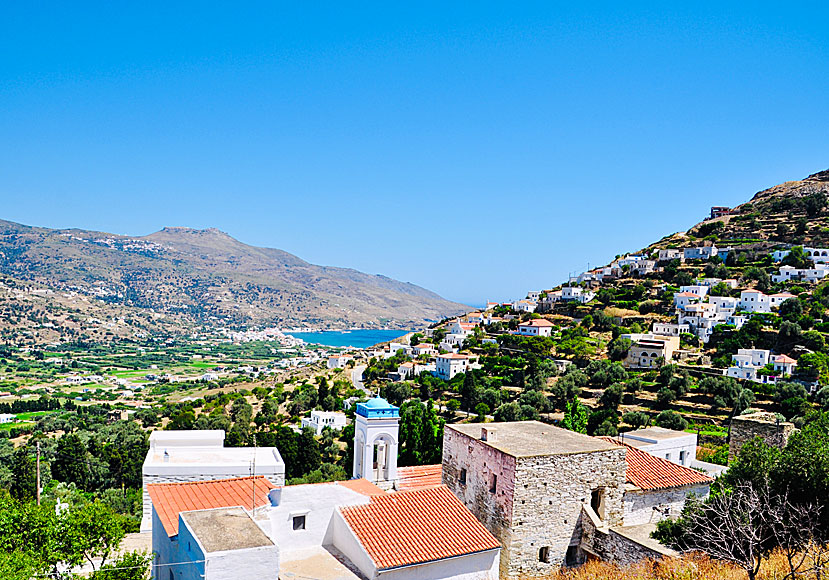 The villages of Aidonia, Korthi, Piso Meri, Moussionas, Amonaklios and Aipatia on south Andros.