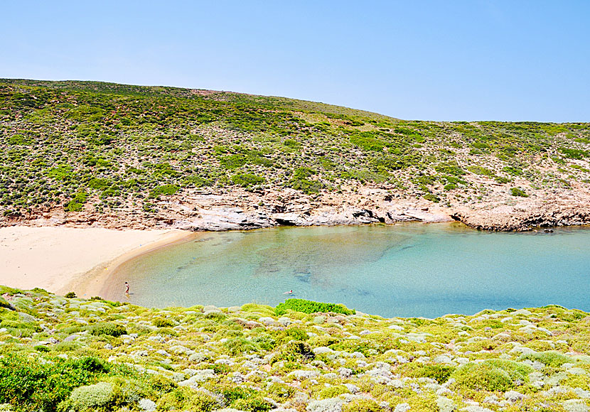 Mikro Ateni beach is one of many child-friendly sandy beaches on Andros.