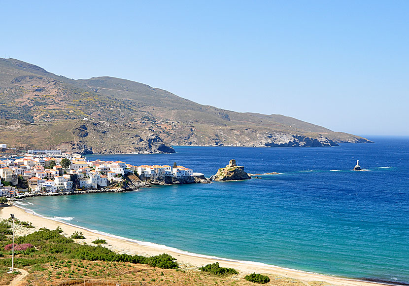 The best beaches on Andros. Chora beach. 