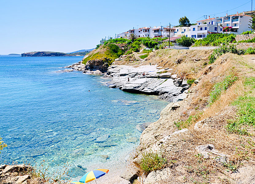 The best beaches on Andros. Stivari beach. Batsi.