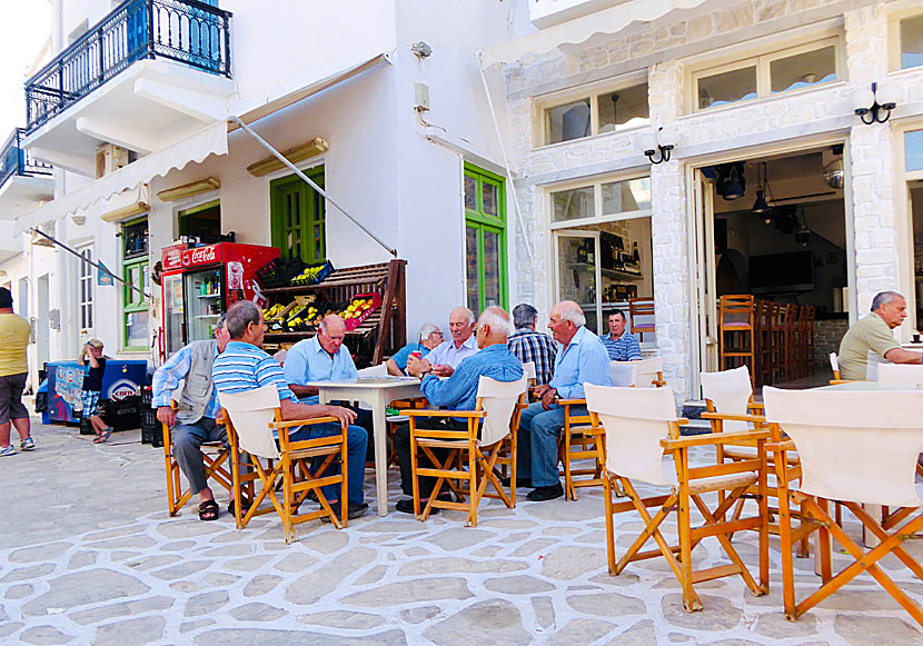 Greek everyday life in a cafe in Chora.