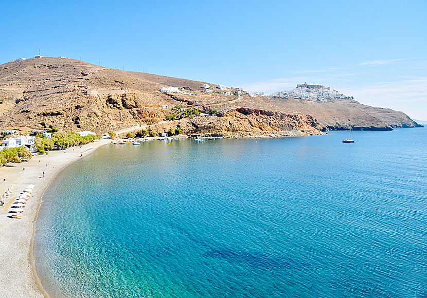 It takes about 20 minutes to walk from Chora and Kastro to Livadia beach on Astypalea.