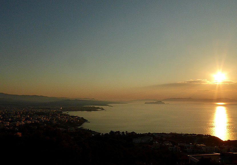 The sunset over Chania seen from the tomb of Eleftherios Venizelos in Crete is magical.