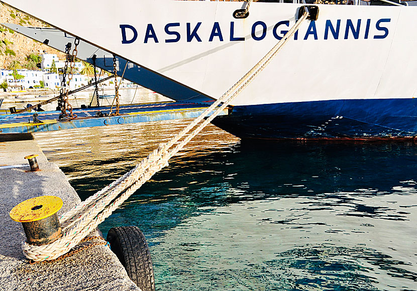 The ferry Daskalogiannis in the port of Loutro in southern Crete.