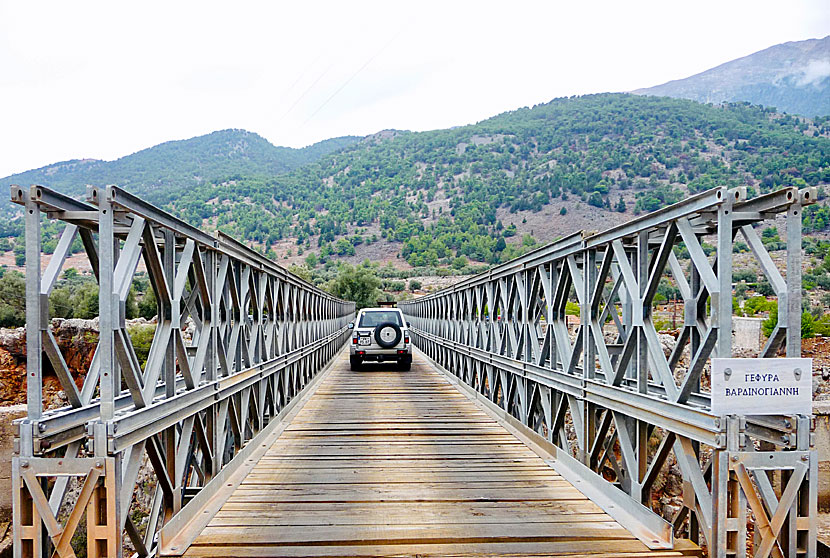 Driving over the Aradena Bridge in Crete.