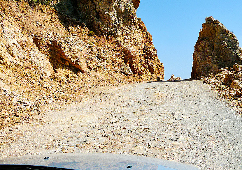 The dirt road that goes to the beaches of Gialiskari and Anidri near Paleochora.