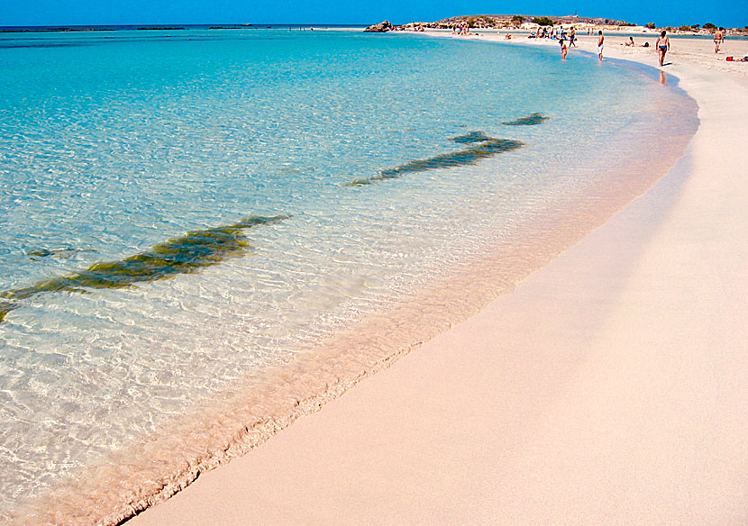 The pink sandy beach of Elafonissi in Crete.