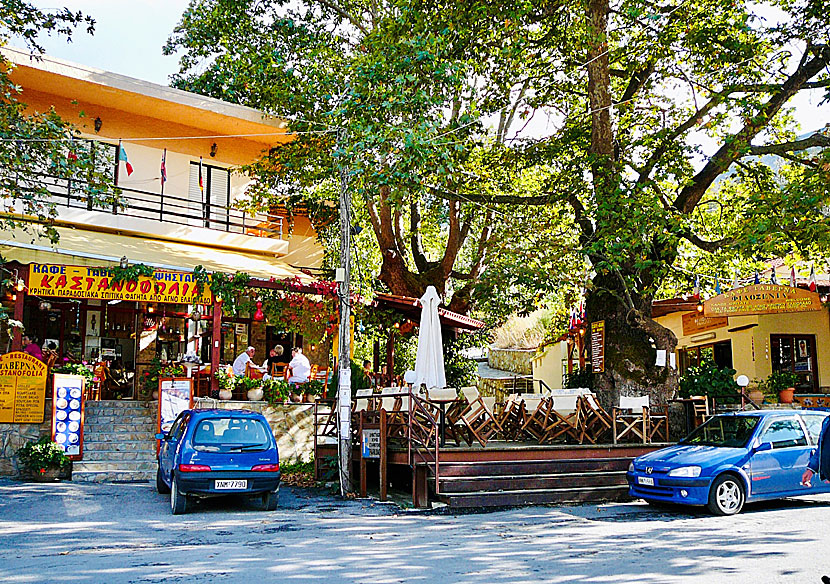 Tavernas in the nice little village of Elos along the road down to Elafonissi in southwest Crete.