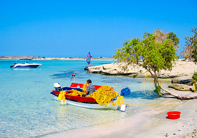 Excursion boats to Elafonissi from Paleochora in southern Crete.