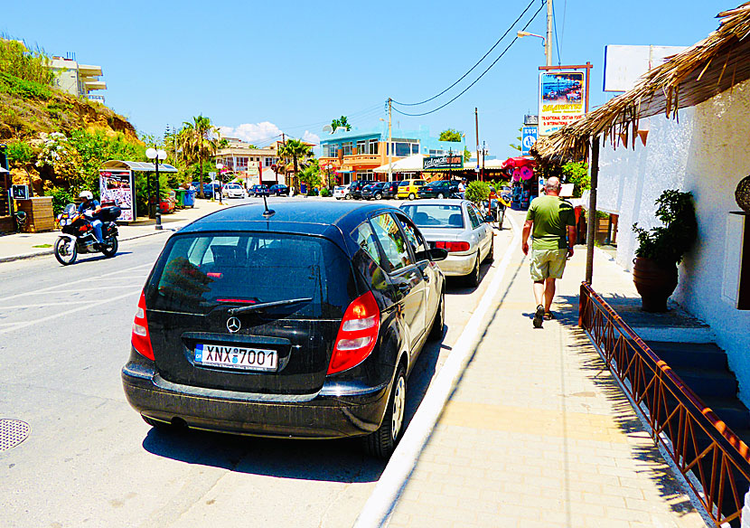 Shops, car rental and travel agencies in Kalamaki on Crete.