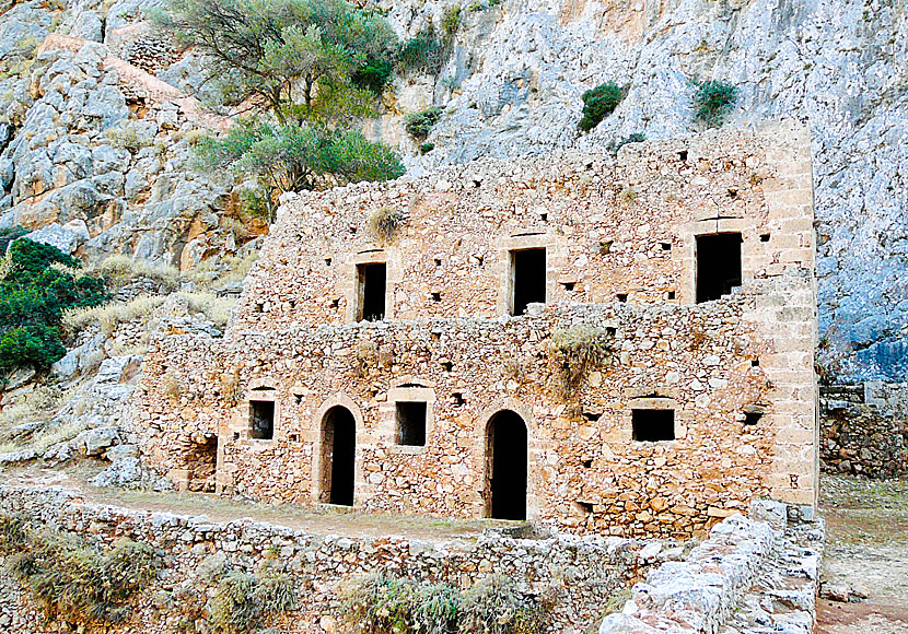 Monk cells where the hermits lived in one of the few remaining houses in Katholiko.