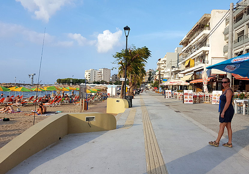 The seafront in Nea Chora promenade was converted into a pedestrian street in 2018. Crete.