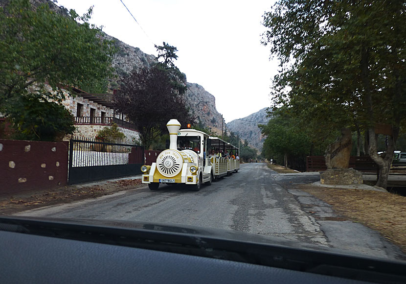 The Little Fun Train on the way to Therisso in Crete.