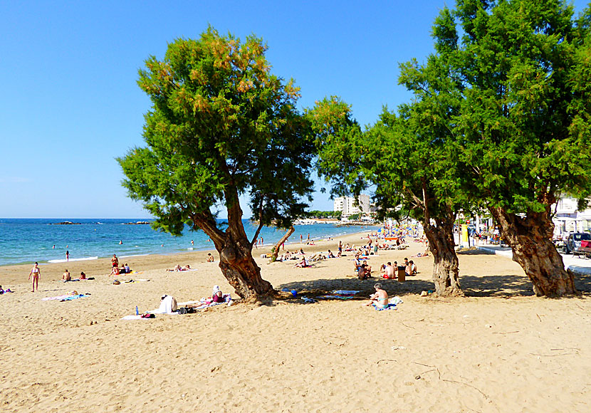 The sandy beach of Nea Chora in Chania, Crete.