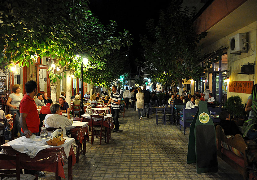 The main street in Paleochora is closed for car traffic in the evenings.