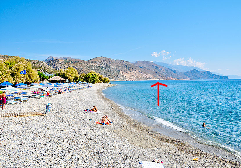 Gialiskari and Anidri beaches seen from the pebble beach of Paleochora.