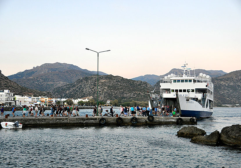 The car ferry Samaria which operates Paleochora, Sougia, Agia Roumeli, Loutro and Chora Sfakion.