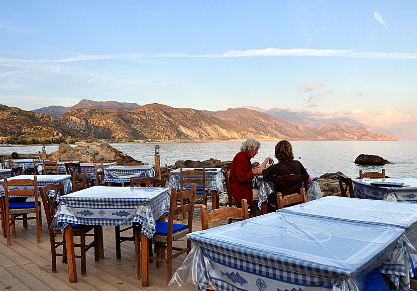 Taverna overlooking the famous crocodile in Paleochora in southern Crete.