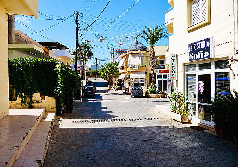 Shops, car rental, supermarket and ATM in Analipsi in Crete.