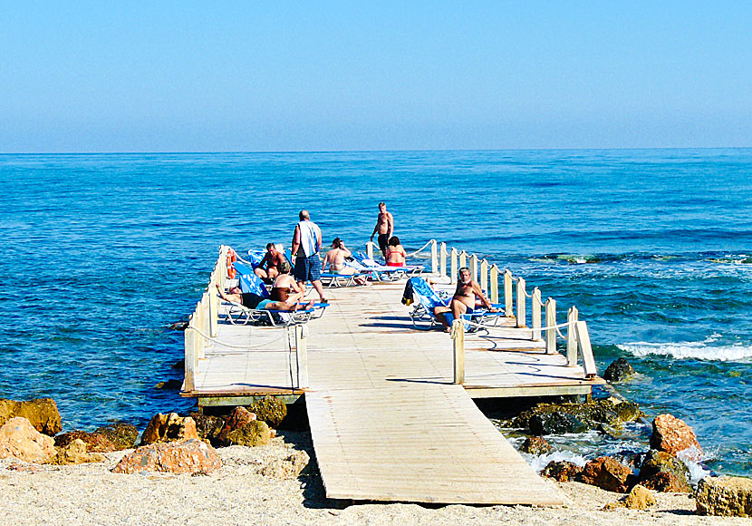 Swim and snorkel from jettys in the tourist resort of Anissaras in northeastern Crete.