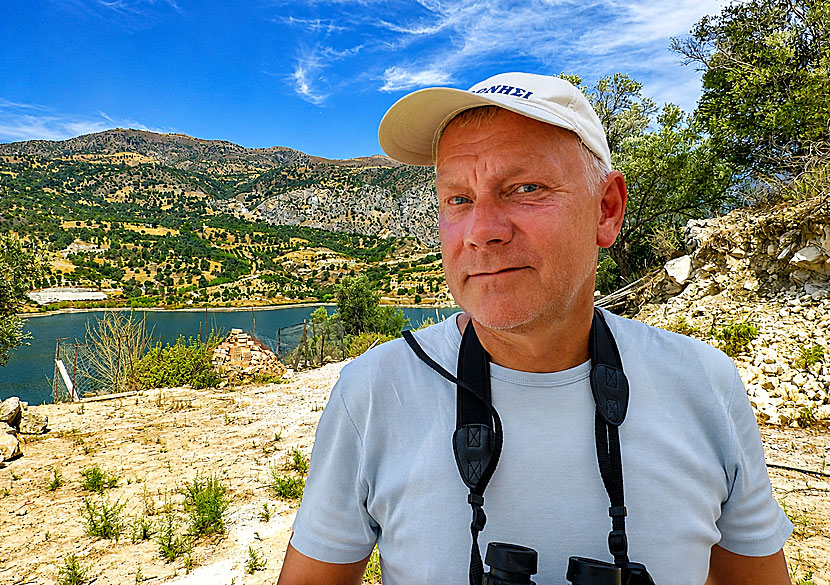 A very satisfied Janne from Kalimera after seeing 38 different bird species at Faneromeni Lake in Crete.
