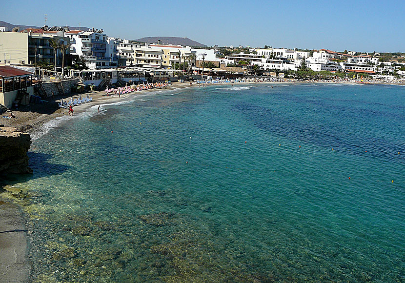 The waterfront and the beach of Hersonissos. Crete.