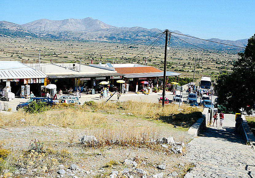 The car park in the small village of Psychro from where the path to the Dikteon Cave begins.