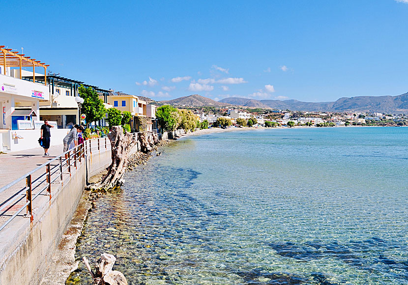 The cosy beach promenade in Makrigialos in southern Crete.