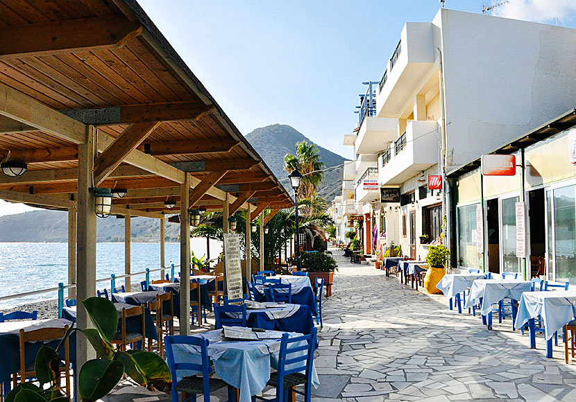 Good tavernas and restaurants along the beach promenade in Mirtos in southern Crete.