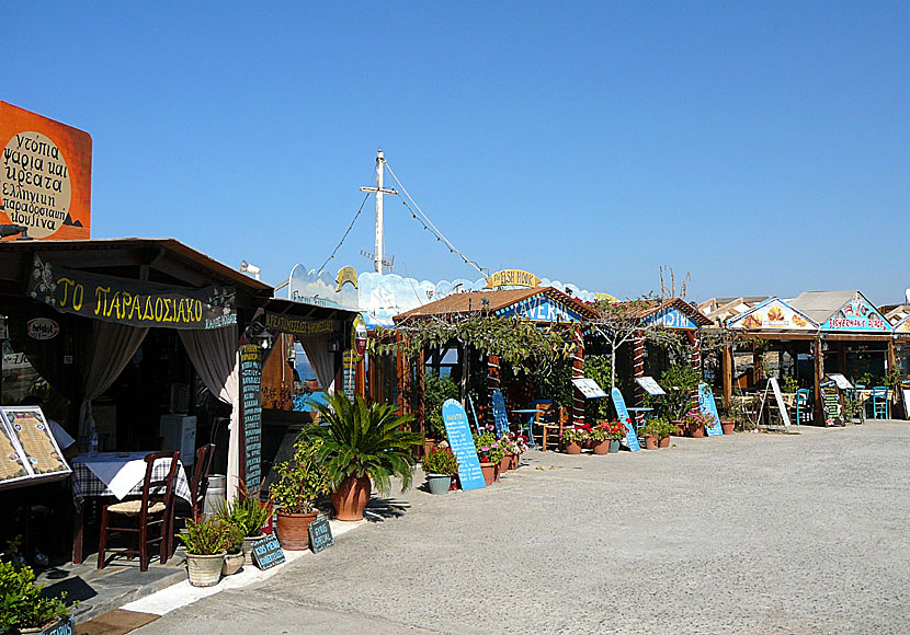 Restaurants and tavernas along the seafront of Sissi in eastern Crete.