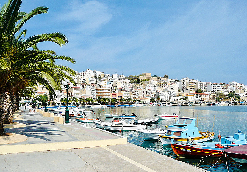 The port promenade in Sitia in eastern Crete.
