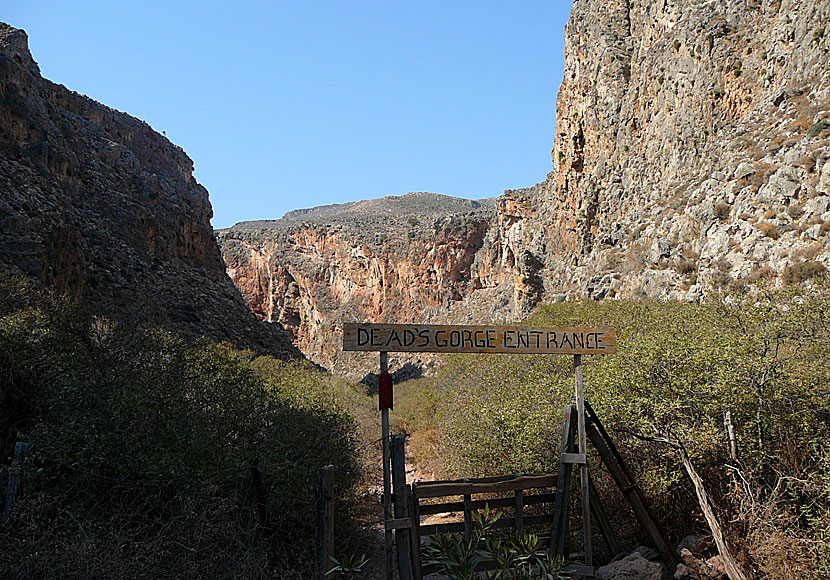 The starting point for the hiking route in the Valley of the Dead, in Kato Zakros, Crete.