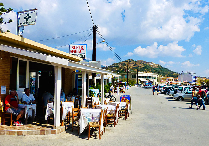 Gyros restaurants and supermarkets in Plakias on Crete.