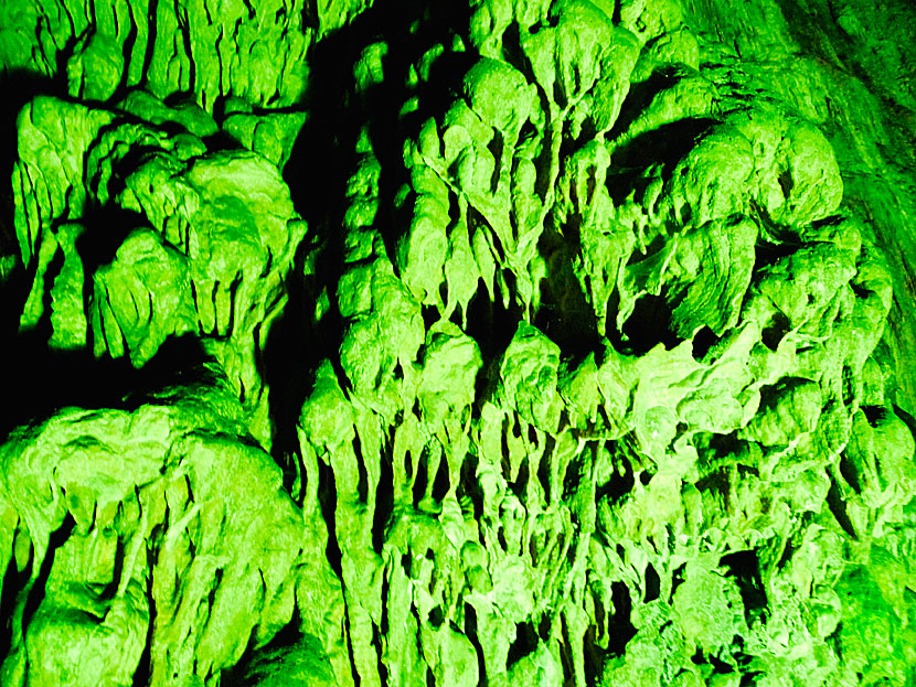 Skull and skeletons of dead Cretans in Melidoni Cave in Crete.